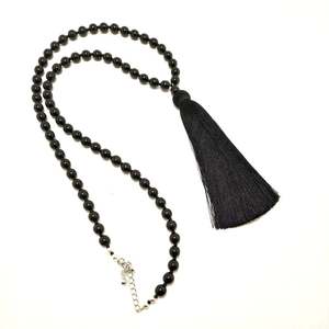 Beautifully Handmade Black tassel <b>necklace</b> Black <b>bead</b> <b>Necklace</b> - Product Image 1