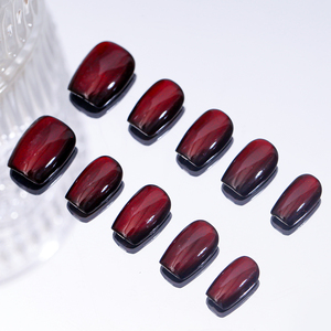 Personalizado rojo marrón púrpura hecho a mano ojo de gato prensa en las <span class=keywords><strong>uñas</strong></span> <span class=keywords><strong>cortas</strong></span> cuadradas <span class=keywords><strong>uñas</strong></span> postizas al por mayor <span class=keywords><strong>uñas</strong></span> artificiales - Product Image 5