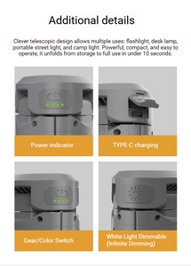 Nueva <span class=keywords><strong>Linterna</strong></span> LED Telescópica Portátil Recargable <span class=keywords><strong>de</strong></span> 1000 Lúmenes, Resistente al Agua, con Altura Ajustable y Luz Regulable, Ideal para Escalada y Senderismo - Product Image 4