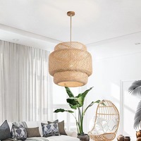 Lustre suspendu moderne en rotin et bois tressé fait main, éclairage rétro pour la maison, suspension tissée réglable en hauteur, long