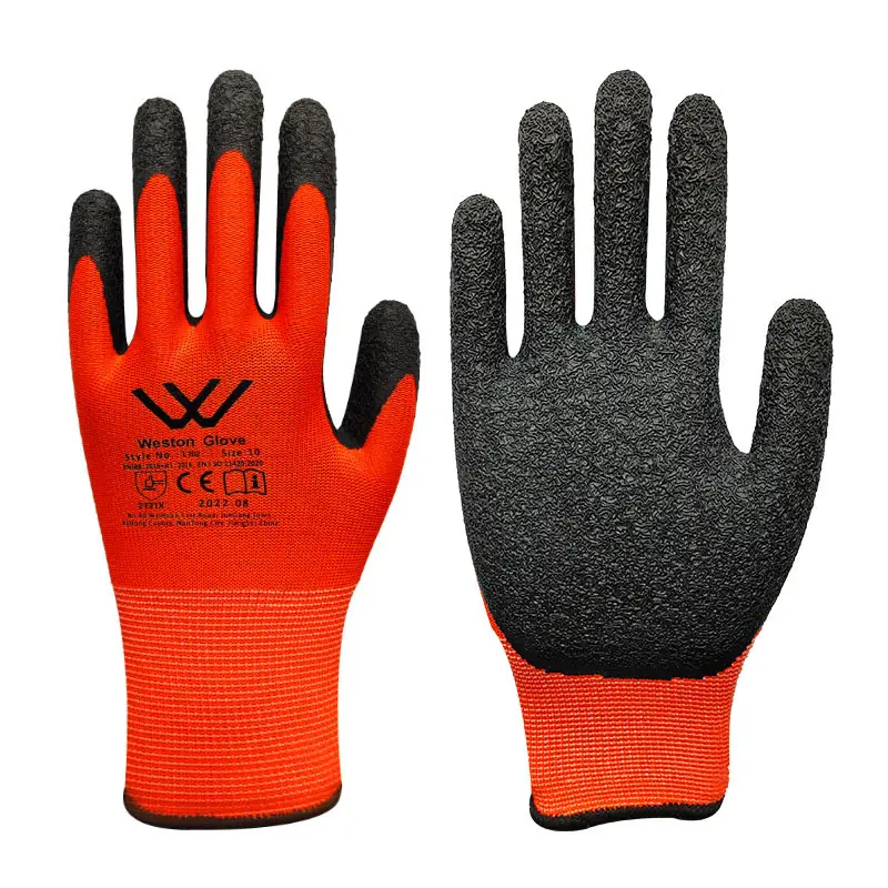 Men industrial grip heavy duty safety hand polyester latex construction rubber garden general purpose protective working gloves