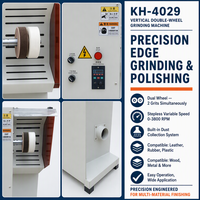 KH-4029 Vertikale Doppelrad-Einseitenkanten-Schleif- und Poliermaschine Halbautomatisch 110/220/380V für Leder/Gummi/Holz/Metall