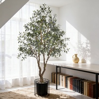 Arbre d'olivier artificiel en plastique, écologique, faux olivier noir de 250 cm, décoration intérieure avec aspect naturel, vente en gros d'usine