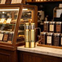 Cafetière à piston en acier inoxydable et verre, polyvalente et élégante, pour café et thé