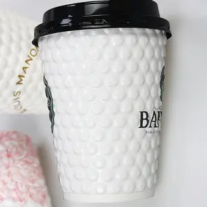 Alta Qualidade Descartável Personalizado Cup big dot café papel copos com tampas dupla parede copo Impresso Descartável