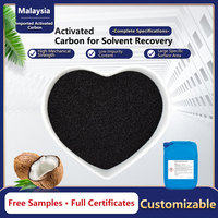 Charbon actif en poudre de coque de noix de coco importé de Malaisie, faible teneur en poussière, charbon vierge, marque Malaya, pureté 95 % pour la récupération des solvants