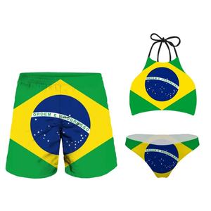Maillot de bain personnalisé de haute qualité pour couples, imprimé feuilles, 3 pièces, ensemble de bikini, vêtements de plage pour femmes, maillot de bain de fitness pour femmes - Product Image 4