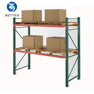Blue upright and orange box beam warehouse steel rack for pallet storage