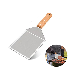 Spatule à burger en acier inoxydable avec manche en bois/plastique, spatule de cuisson robuste pour barbecue et cuisine - Product Image 6