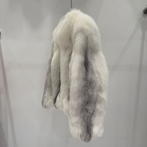 Giacca da <span class=keywords><strong>Donna</strong></span> di Lusso Bianca e <span class=keywords><strong>Nera</strong></span>, Cappotto Corto in <span class=keywords><strong>Pelliccia</strong></span> di Volpe Sintetica, Best Seller - Product Image 3