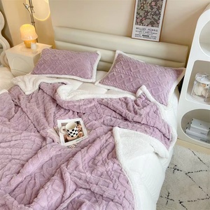 Bán Buôn Sherpa Dày Mờ Ấm Mềm Lớn Ném Giường Sofa Flannel Sherpa Lông Cừu Chăn Trong Vòng 4Kg - Product Image 2