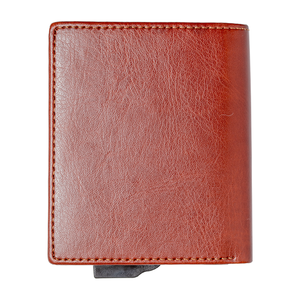 CardHoda Aluminum <b>RFID</b> <b>Blocking</b> <b>Wallet</b> Men's Minimalist Short Card Holder Genuine Leather Fold Closure Brown - Product Image 4