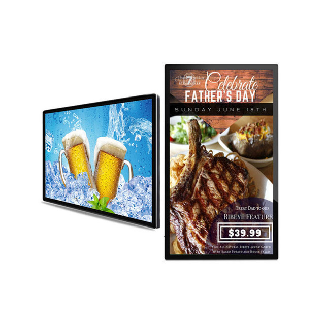 27 to 75 Inch LCD Digital Menu Display Wall Mount LCD Advertising Screen for Dining Room Advertising