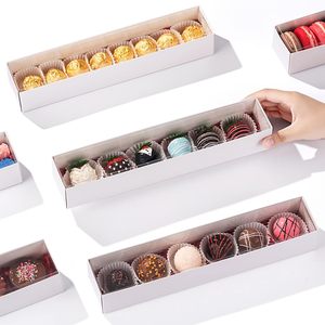 Boîtes en papier longues pour fraises enrobées de chocolat avec fenêtre transparente pour macarons, chocolats, truffes, biscuits, bombes au cacao, boules de gâteau - Product Image 4