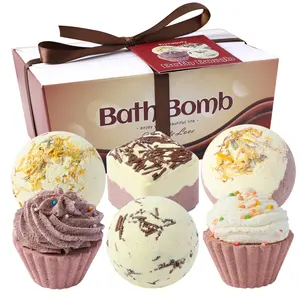 New Product Ideas 2022 Gift Set Oem Luxury Bubble Organic Natural Handmade Fizzy Kids Chocolate Cupcake Bath Bombs