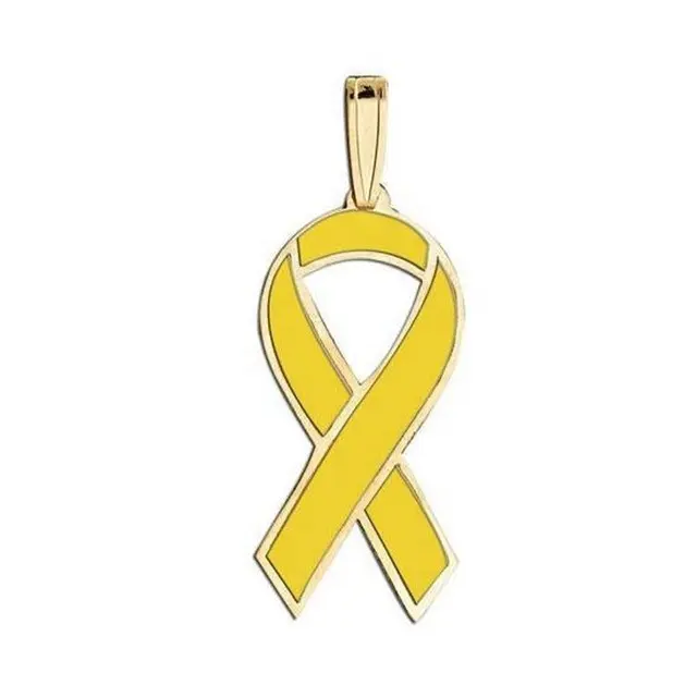 Yiwu Aceon स्टेनलेस स्टील जागरूकता रिबन सोने के रंग रंगीन तामचीनी महिलाओं को स्तन कैंसर अलार्म आकर्षण लटकन