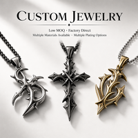 Collier pendentif croix à épines en acier inoxydable personnalisé OEM ODM, bijoux gothiques punk, vente en gros, prix d'usine