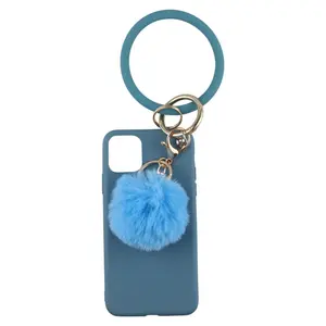 Étui <span class=keywords><strong>de</strong></span> téléphone en Silicone pour femmes, avec Bracelet et Pompon, nouveau Design, - Product Image 1