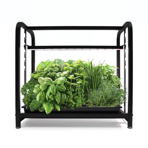 2 Tier Smart Home Gardening Vertical Growing System 32w Microgreen Clone Led Racks With Wheels For Indoor Plants