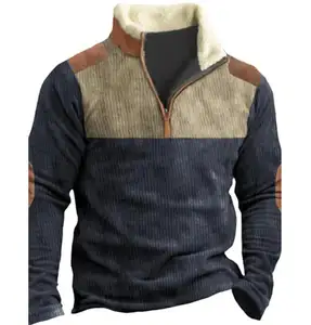 New Winter Men's Outdoor Hoodie Corduroy Casual Fur Collar Long Sleeve Sweatshirt Custom Hoodie