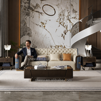 Chesterfield Echtleder-Sofa Luxuriöse Gepolsterte Couch Wohnzimmer-Möbelsets für Hotel- und Villenprojekte Komplettlösung