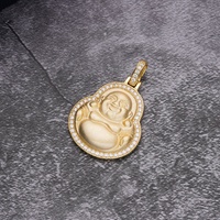 Hip Hop bijoux 2022 glacé cubique Zircon diamant plaqué or laboratoire maille polissage bouddha pendentif pour hommes