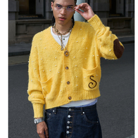 Cardigan en laine personnalisé pour homme, pull décontracté ample en maille perlée pour homme, vêtements d'hiver