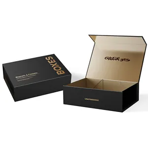 Personalized Black Large Cardboard Paper Hard Magnet Box Packaging Luxury Folding Magnetic Gift Box With Custom Logo