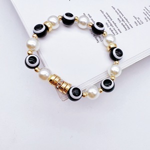 Pulsera de Perlas con Ojo Turco Retro Europeo Americano de 10 mm, Colores Mezclados, Joyería de Moda para Mujer, Uso Diario - Product Image 4