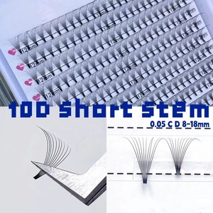 Ciglia a ventaglio JUMPO RTS in fibra PBT coreana, 12 file, stelo corto, nero ultra intenso, 4D 5D 6D 10D, fatte a mano, per ciglia fiorite - Product Image 1