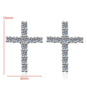 Bộ trang sức nhẫn mặt dây chuyền chữ thập vàng trắng Moissanite VVS1 thời trang cao cấp bạc S925 dành cho nữ - Product Image 2