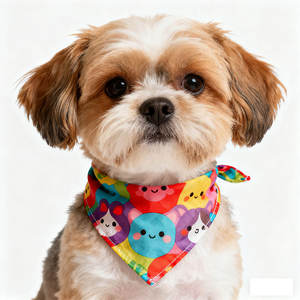 أوشحة للحيوانات الأليفة مطبوعة حسب الطلب، إنتاج مباشر من المصنع، تصميم عصري بحد أدنى منخفض للطلب، باندانا للكلاب مخصصة من القطن والبوليستر مع شعار مخصص - Product Image 1