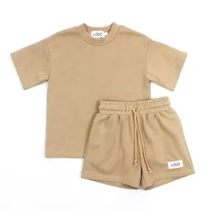 Wholesale 2 Piece Kids Tales Clothes Set Cotton Short Sleeve Oversized Shirt Shorts Set Custom Boys Clothing Sets Summer 2024