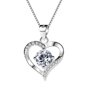 Collar de plata de ley 999 personalizado para mujer, elegante collar de corazón, colgantes de plata