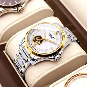 Reloj Mecánico Analógico para Hombre Mige Luxury Gold, Acero Inoxidable 316L, Cristal de Zafiro, Elegante Diseño Calado, Automático - Product Image 4