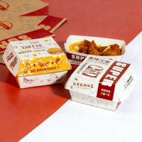 Boîte à hamburger auto-élevante biodégradable et écologique en papier kraft anti-graisse, matériaux recyclés, impression quadricolore pour la restauration rapide
