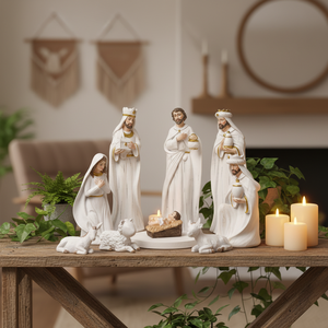 Statue en résine écologique peinte à la main de la Sainte Famille de Jésus, pour Noël, la famille Witt, la paroisse, l'église, articles religieux - Product Image 4