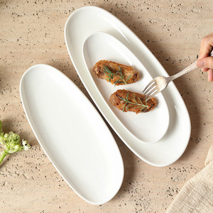 European-Style <b>Ceramic</b> Long Sushi <b>Plate</b> Sashimi Tray for Hotel Restaurant Snack Chicken Wing Pastry Japanese Food Dish <b>Plate</b> - Product Image 3