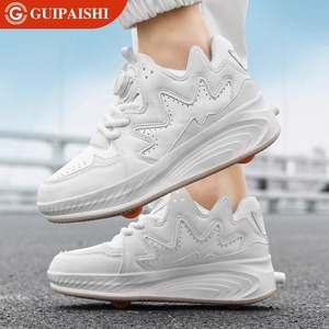 Guipashi Skateboarding <b>Shoes</b> Solid Round Toe <b>Cushioned</b> Double Row Wheels For Men And Women Size 29-42 - Product Image 1