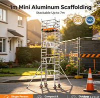 Plateforme mobile en aluminium, échafaudage empilable, 7 m, léger, portable, échelle d'échafaudage pour la construction d'entrepôts