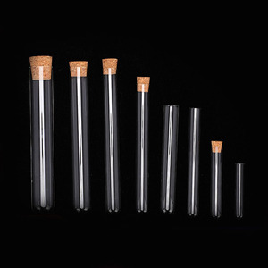 Tubes à essai en verre borosilicate transparent 20 ml avec bouchons en liège, fournitures de laboratoire - Product Image 4