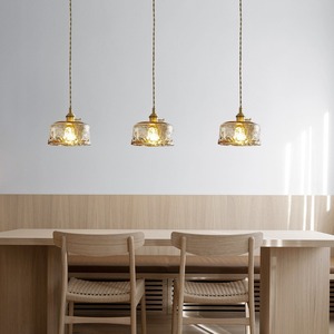โคมไฟห้อยเพดานสไตล์ญี่ปุ่นย้อนยุค ทำจากทองเหลืองและแก้ว พร้อมเคาน์เตอร์บาร์ไม้วอลนัทอเมริกัน สำหรับร้านอาหาร ร้านกาแฟ โคมไฟข้างเตียงสไตล์เรโทร - Product Image 1