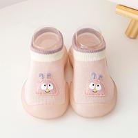 Chaussures Premiers Pas Bébé en Tricot Rose Mignon avec Patch Insecte, Semelle Souple et Flexible en TPE Antidérapante, Vente en Gros