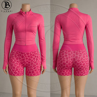 Ensemble de vêtements léopard pour femmes, streetwear personnalisé, ensembles de sport, veste zippée à imprimé guépard, shorts, ensemble 3 pièces capri, survêtement de yoga pour femmes