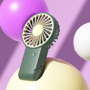 2025 Portable Usb Small Wind Purple Air Cooling Hand Foldable Desktop Rechargeable Handheld Mini Fan With <b>Hook</b> - Product Image 4