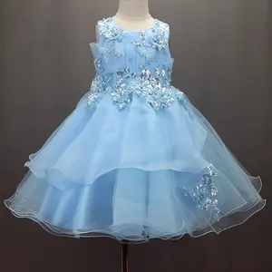 Çocuk düğün giyim prenses elbise genç kızın butik çiçek nakış elbise özel parti bebek kız prenses elbise