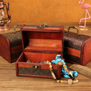Mystic Arts Antique Style Wooden Jewelry <b>Box</b> Set <b>Lockable</b> With Handle Decorative Storage <b>Box</b> For Home Desktop Use - Product Image 4