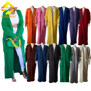 Cárdigan <span class=keywords><strong>de</strong></span> Punto Trenzado <span class=keywords><strong>de</strong></span> Color Sólido para Otoño Invierno 2025, Suéter <span class=keywords><strong>de</strong></span> Moda con Bolsillos, Abrigo Largo para Mujer - Product Image 6