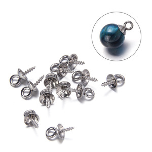 Tornillos de ojo redondos de acero inoxidable de 6 mm para la fabricación de collares, accesorios de joyería pulidos - Product Image 1