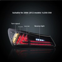 Nouveaux feux arrière LED modifiés rouges fumés pour Lexus IS250 IS350 2006-2015, avec fonctions de feux de circulation, de freinage, de clignotants et de feux antibrouillard